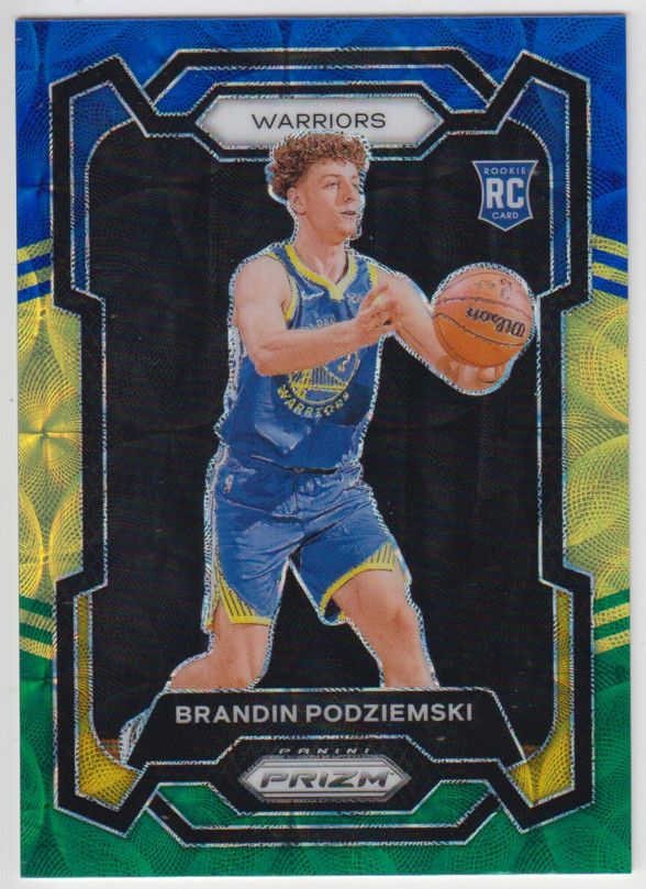 2023-24 Panini Prizm Choice Brandin Podziemski Blue Yellow Green #147 Rookie RC
