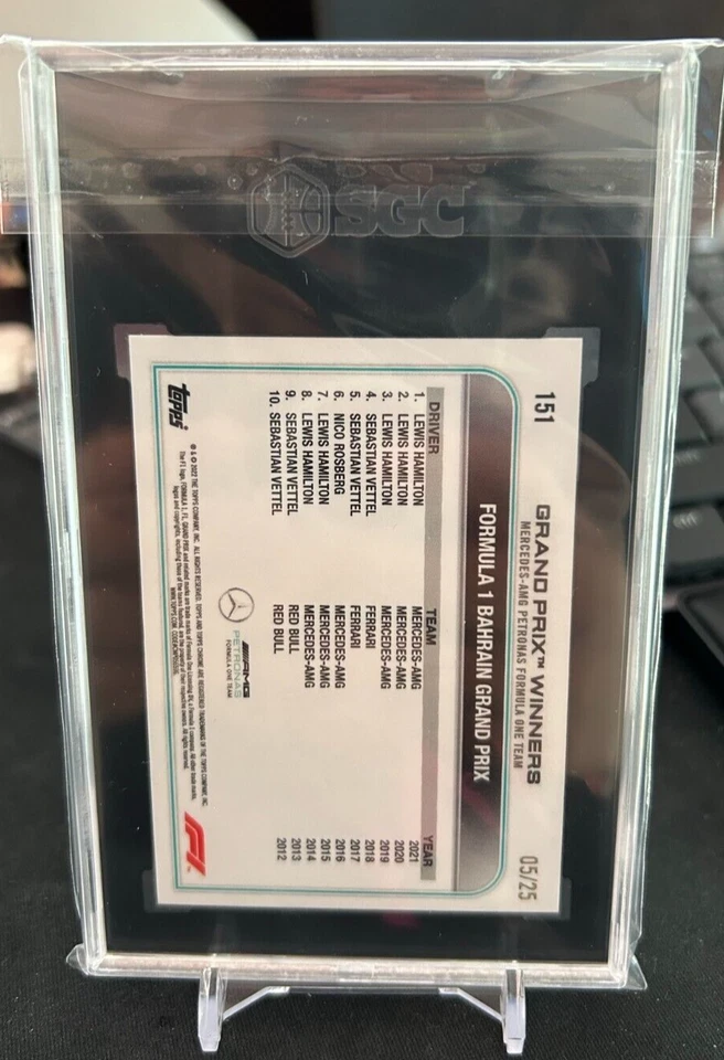 2022 Topps Chrome Formula 1 F1 Lewis Hamilton #151 Orange 5 /25 SGC 10 - Image 3 of 3