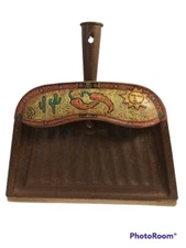 JV Reed Metal Dust Pan USA Southwest Peppers Cactus Sun Dustpan Vtg
