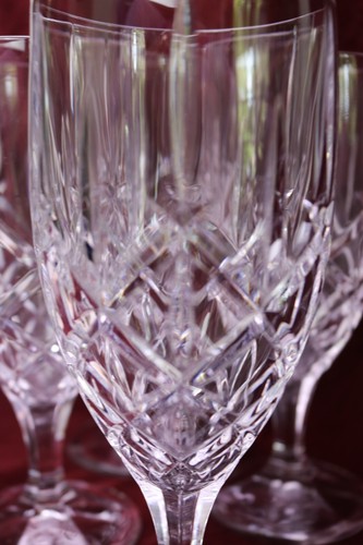 Gorham Lady Anne SIGNATURE Iced Tea Goblets Vertical Criss Cross Cut Set of 4 - Picture 2 of 8