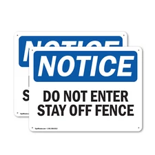 (2 Pack) Do Not Enter Stay Off Fence OSHA Notice Sign Decal Metal Plastic