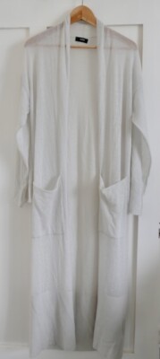 NEW Stunning Alpha Studio (Italy) Wool Blend Maxi Cardigan Light Grey One Size