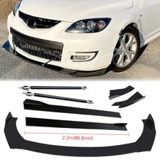 Front Bumper Lip Spoiler Splitter Glossy Black Extension For Mazda
