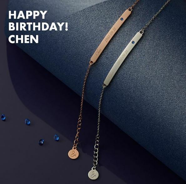 EXO CHEN SMTOWN OFFICIAL GOODS BIRTHDAY BRACELET RHODIUM SILVER