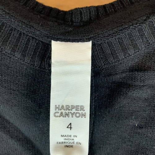Harper Canyon Girls Ruffled Shoulder Long Sleeve Black Cardigan Sweater Sz 4 NWT - Picture 3 of 8