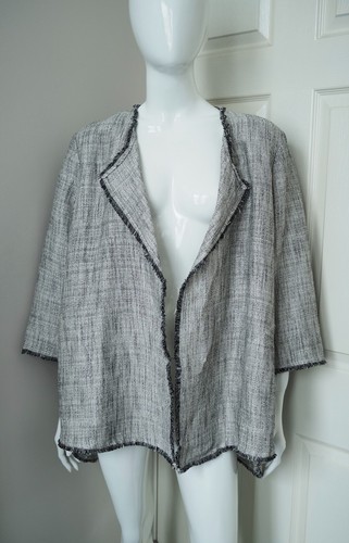 MARINA RINALDI grey linen viscose jacket blazer lagenlook plus size Size 25 - Picture 11 of 14