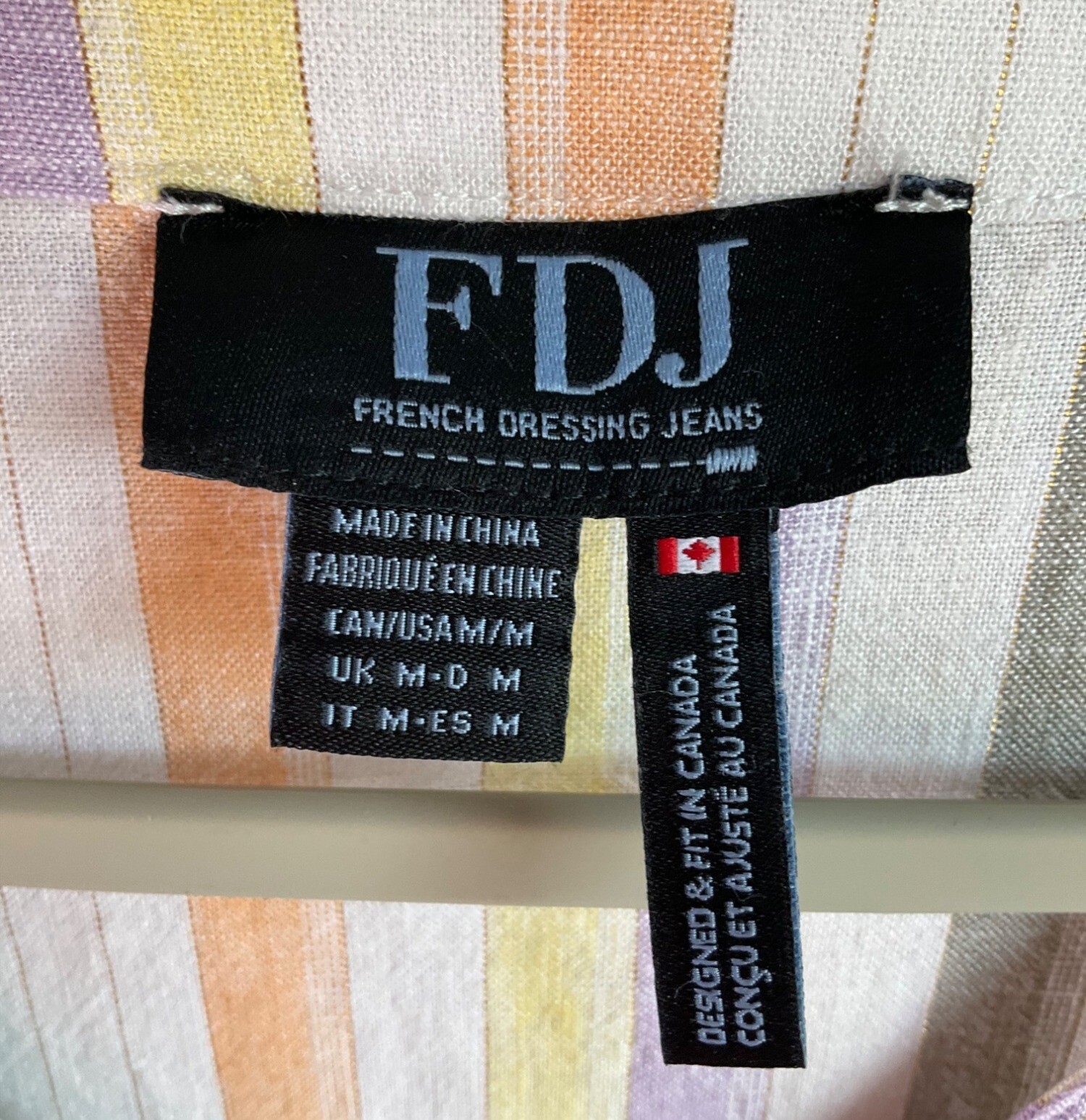FDJ French Dressing Jeans Medium Striped Linen Blend Shirt Top Multicolor Pastel