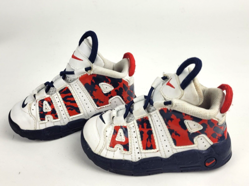 Nike Air More Uptempo CZ7887-100 White Blue Red Navy Camo Toddler Shoes Size 6C - Picture 1 of 7