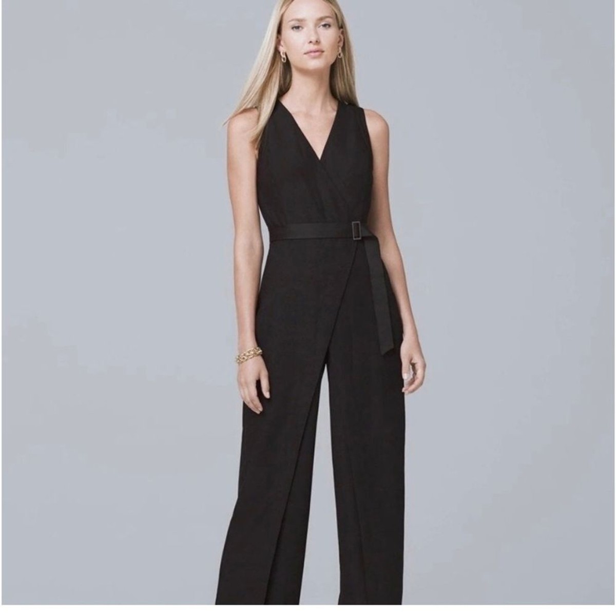 White House Black Market Black Sleeveless Jumpsuit