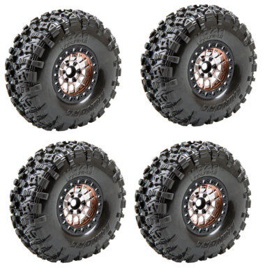 RhinoRC 4PCS MOZA 1.9inch Tires With Rim Offset -10mm Wheel Rim Sticky Tires RC