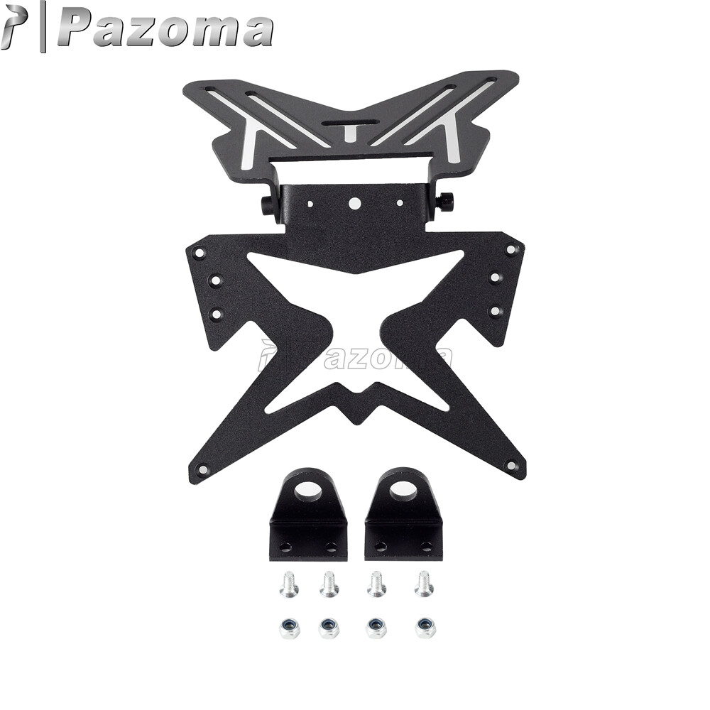 Support Plaque D'immatriculation Moto Avec LED Et Clignotants - Alliage Aluminium Réglable - Installation Facile - Compatible Plupart Motos