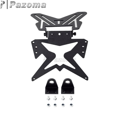 Soporte ajustable para matrícula de motocicleta soporte de luz LED guardabarros negro - Imagen 1 de 8