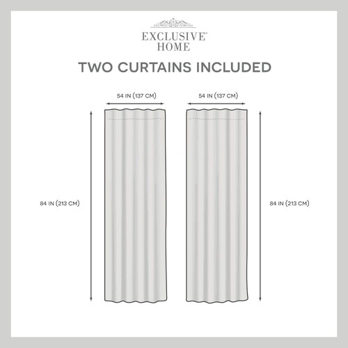 Curtains Demi Light Filtering Tab Top Curtain Panel Pair, 54"x84", Black, Set... - Picture 6 of 7
