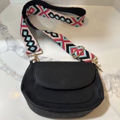Threaded Pear Neoprene Scuba Black Adjustable Crossbody Bag Purse Aztec Strap