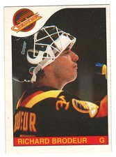 1985-86 O-PEE-CHEE # 180 RICHARD BRODEUR CANUCKS HOCKEY OPC  NICE AND NO CREASES