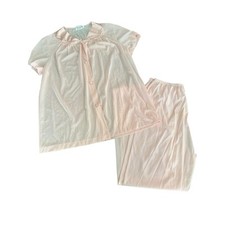 Vanity Fair Women's Pink Lingerie Button Front 2 Piece Pajama Set Size Medium