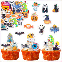 Essbare Halloween Tortendeko 60 StüCk Spinnen FledermäUse Geister Muffin Deko