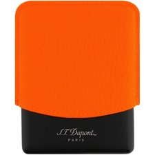 S.T. Estuche de Cigarrillos Dupont Fluo Neón Naranja Cuero y Mate Negro Metal 183114