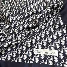Christian Dior Silk Scarf 29.9 in Trotter Monogram Logo Black White