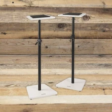 Open Box On-Stage SMS7500W White Pair of Adjustable Wood Studio Monitor Stands