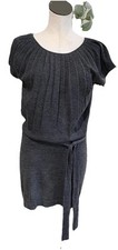 loft women XS Grey short sleeve tie waist sweater Short dress ZZ