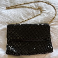 Vintage VANESSA Black Mesh Evening Bag Purse, Chain Strap or Clutch Magnet Close
