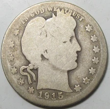 1915-S Barber Quarter - Circulated Simi-Key Date