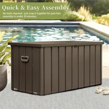 Large patio storage box for outdoor cushions, pillows, gardening tools
