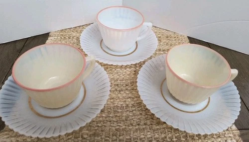 Petalware Monax  Cup and Saucer Vintage Macbeth Evan’s Set Of 3