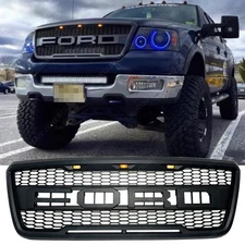 Front Grill New Raptor Style Look Matt Black Mesh Upper For 2004-2008 F-150 F150