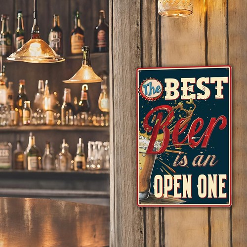 "The Best Beer is an Open One" Funny Bar Sign or Man Cave Decor | 12x8″ Durab... - 第 3/7 張圖片