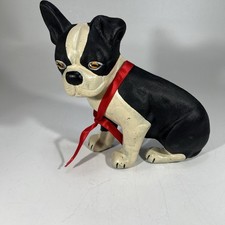 Vintage Boston Terrier Cast Iron Dog Figurine Seated Puppy Doorstop 3 Lbs Taiwan