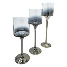 Kerzenleuchter aus Glas 3er Set Kerzenglas Windlicht Weihnachten silber Stumpenk