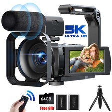 5K  56MP Video Camera Camcorder 3  270  WiFi Night Vision with Mic, Tripod 64GB