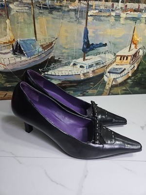 Massimo Baldi Black Calfskin Leather Pointed Toe Classic Slip-On Shoes 10B ITALY
