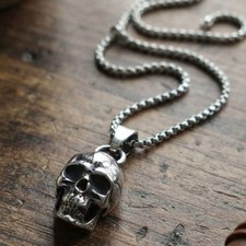 Mens Stainless Steel Skull Head Pendant