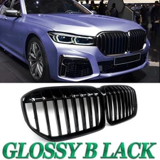 Front Kidney Grille Gloss Black For 2019-2022 BMW G11 G12 LCI 7 Series 4DR Sedan