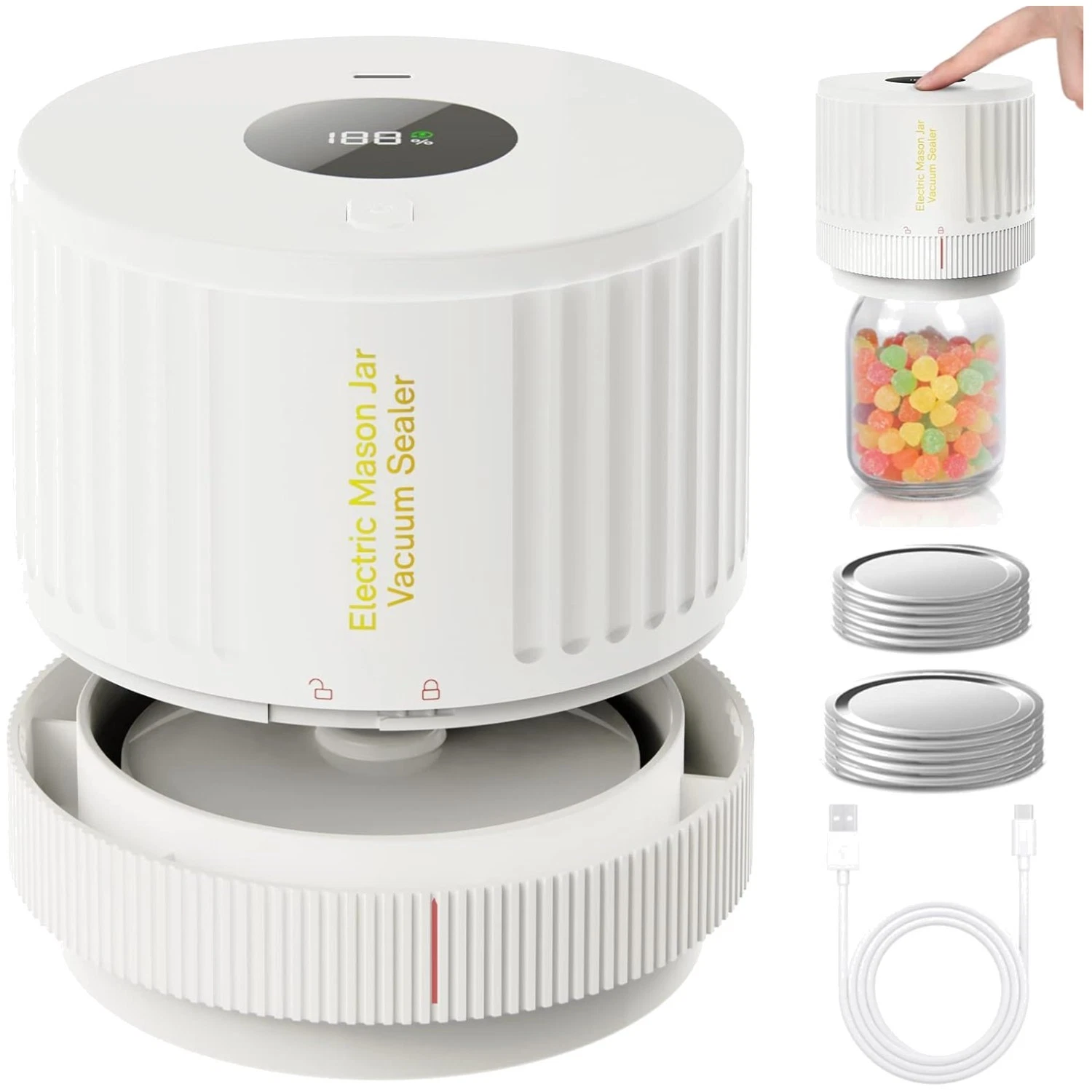 Electric Vacuum Sealer for Wide & Regular Mouth Jars
