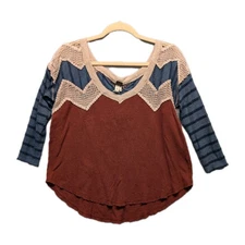 We The Free Warrior Chief Crochet Top Women Size S Thermal Pullover