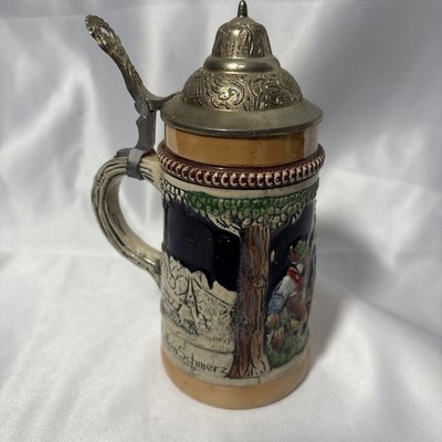 Vintage Ein Frohlich Herz Heilt Allen Schmerz Lidded Stein Western Germany 7 