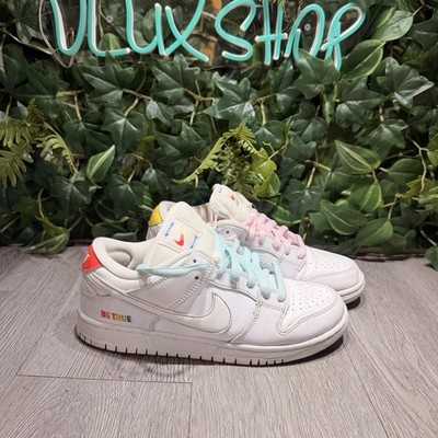 Nike SB Dunk Low Pro ''Be True'' Summit White Rainbow DR4876-100 Men's Size 7.5