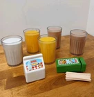 Vintage Fisher Price Pretend Play Food Kitchen Cups Glass Of Orange Juice Milk
