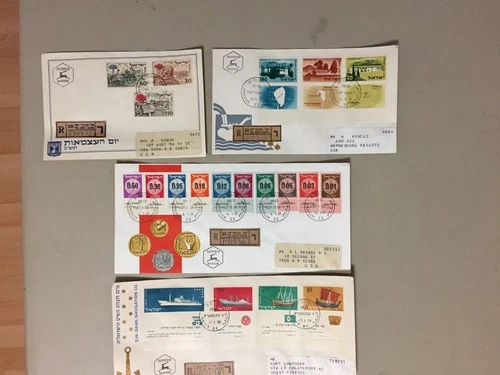 Four '50 Israel registered fdc with multiple stamps