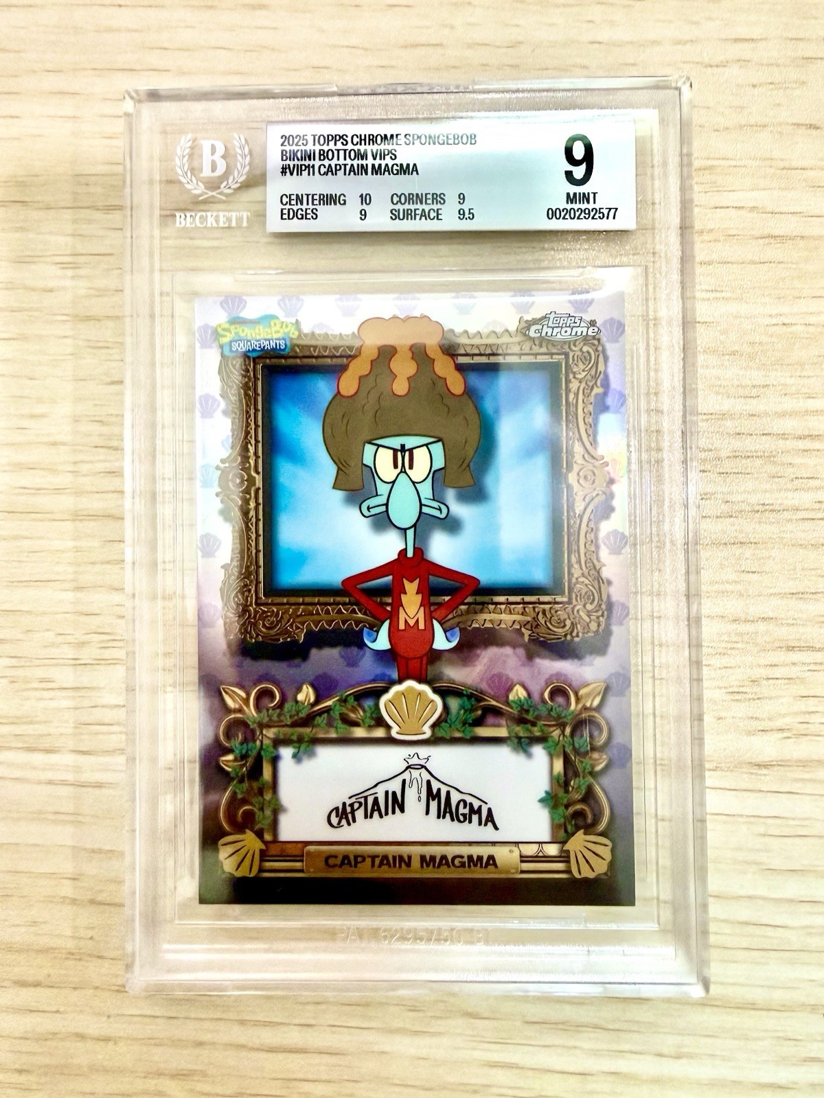 2025 Topps Chrome Spongebob Captain Magma Bikini Bottom VIP #VIP-11 BGS 9  🌋