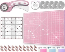 Rotary Cutter Set - Quilting Kit incl. 45mm Fabric 5 Replacement Blades A4