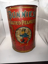 RARE BUNNIES SALTED PEANUTS 10 LBS ADVERTISING CAN