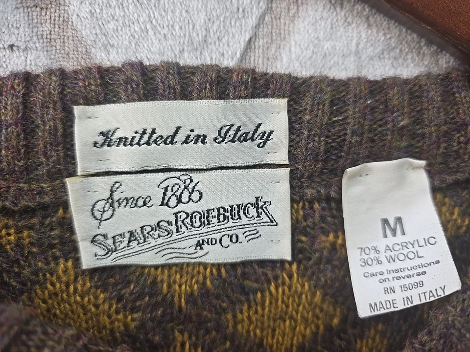 Vintage Sears Roebuck And Co Brown Mountain Guide Wool Blend Sweater Medium Men - Image 4 of 4