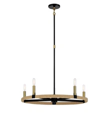 Minka Lavery 3865 Windward Passage 5 Light 27"W Ring Chandelier Coal Soft Brass