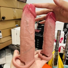 Big Penis Girth Enlarger Enhancer Extension Extender Sheath Male Silicone Sleeve