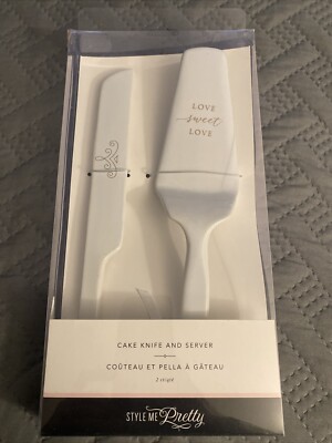 Style Me Pretty Ceramic Wedding Cake And Knife Server Set